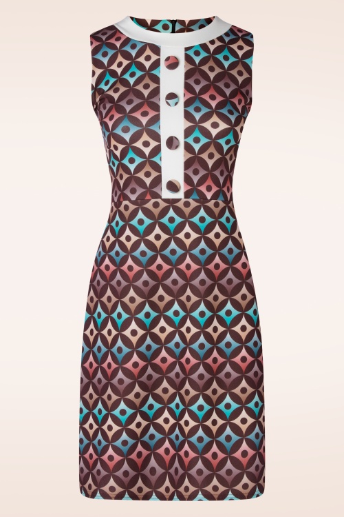 Vintage Chic for Topvintage - Jenny Geo Print Dress In Brown