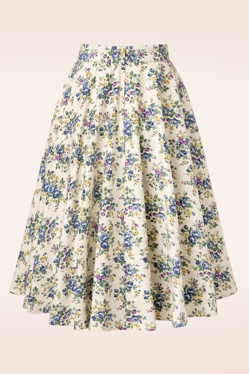 Banned Retro - 50s Wild Flower Swing Skirt in Cream 2