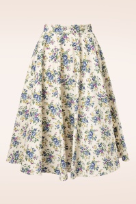Banned Retro - 50s Wild Flower Swing Skirt in Cream
