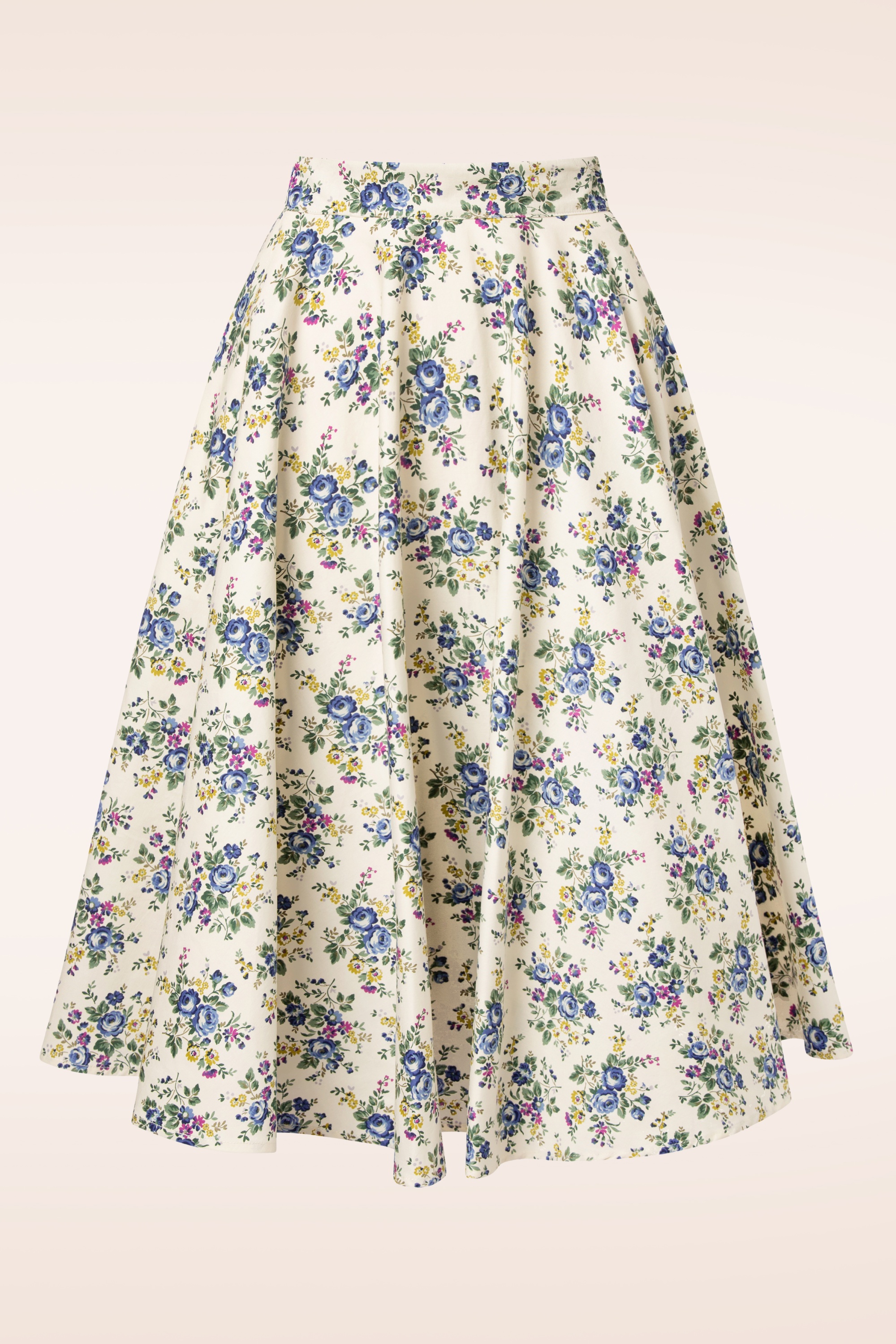 Banned Retro - Wild flower swing rok in crème