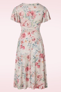 Vintage Chic for Topvintage - 40s Irene Flower Cross Over Swing Dress in Silky Cream 3