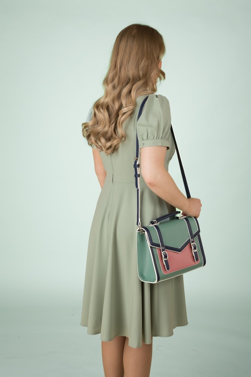 Banned Retro - Mirabelle Messenger Shoulder Bag in Mint Turquoise Green 2