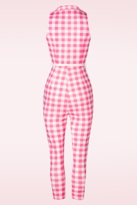 Rebel Love Clothing - Midge Gingham jumpsuit in roze 4