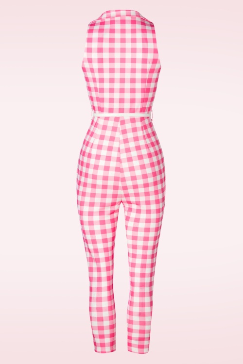 Rebel Love Clothing - Midge Gingham Jumpsuit in Pink 4