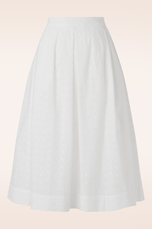 King Louie - Suzette Rosa Broderie Anglaise Pleat Skirt in White 2