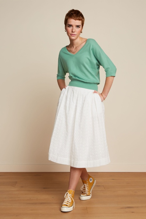 King Louie - Suzette Rosa Broderie Anglaise Pleat Skirt in White 5