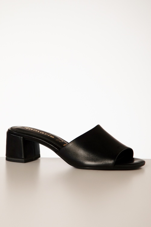 Tamaris - Josie Leather Slip On Mules in Black 3