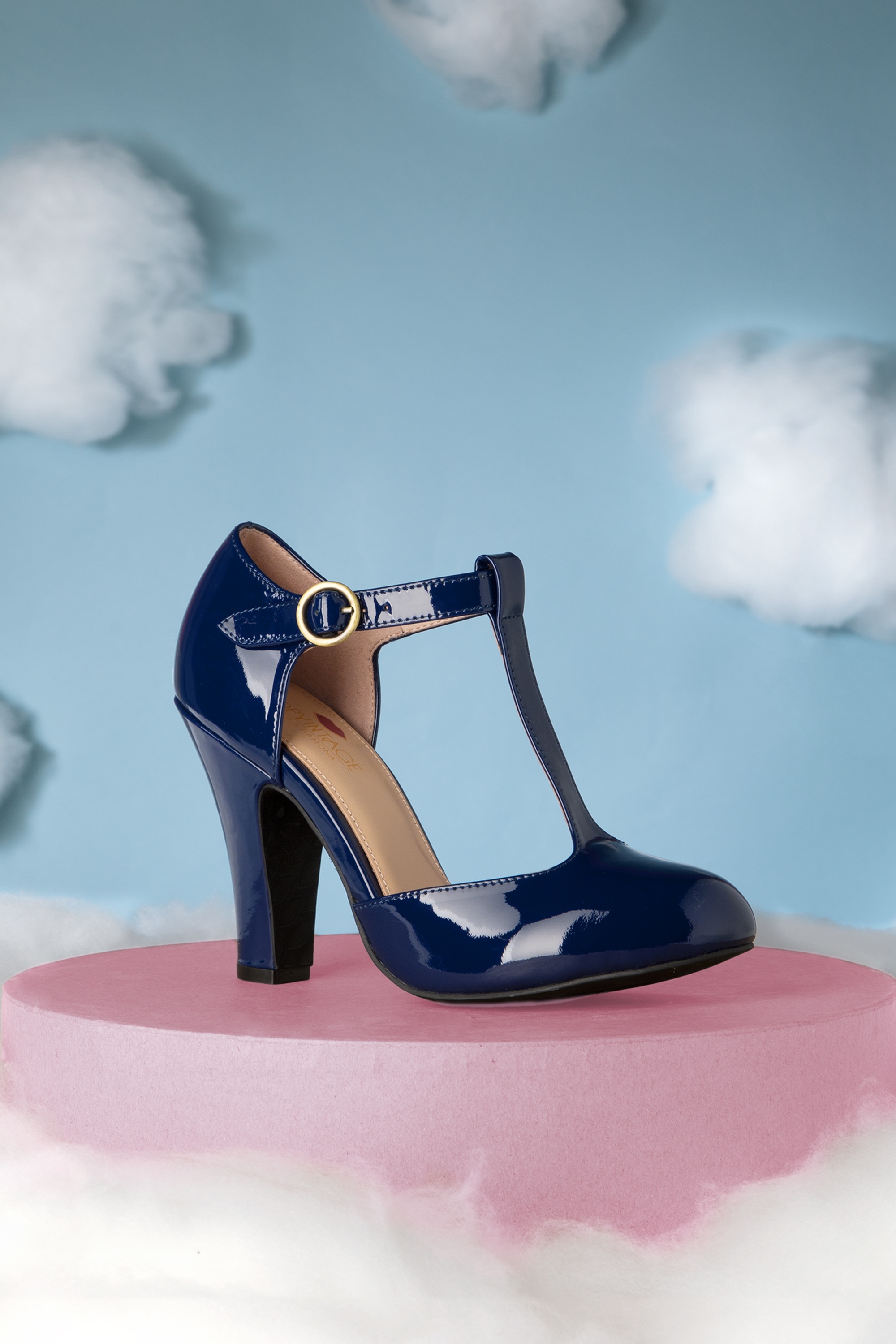 Lola Ramona ♥ Topvintage - June Love Letter lak pumps in navy 4