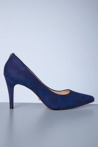 Parodi Shoes - Escarpins à talons aiguilles Claire en nubuck bleu marine