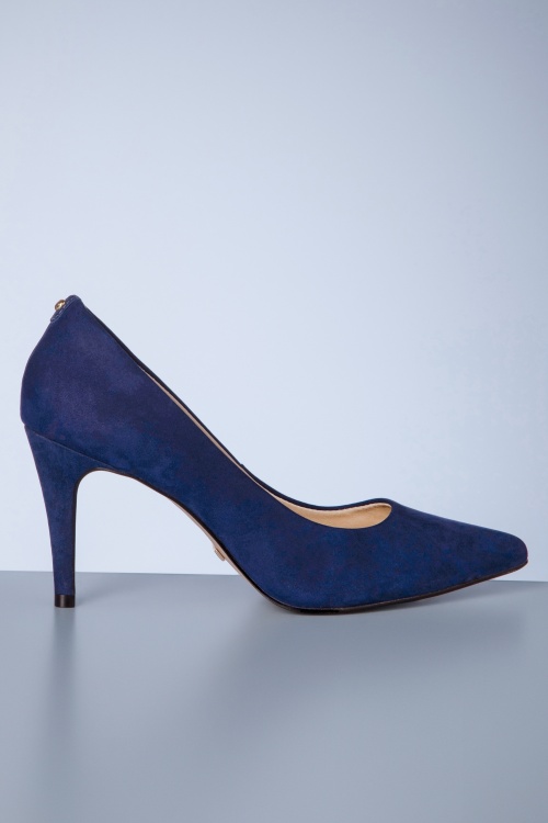 Parodi Shoes - Escarpins à talons aiguilles Claire en nubuck bleu marine