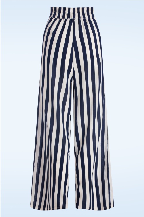 Banned Retro - Sally Stripe pantalon in marineblauw 2