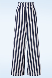 Banned Retro - Sally Stripe Trousers in Navy