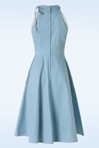 Banned Retro - Hattie Halter Spot swing jurk in luchtblauw 2