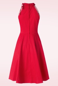 Banned Retro - Hattie Halter Spot swing jurk in rood 2
