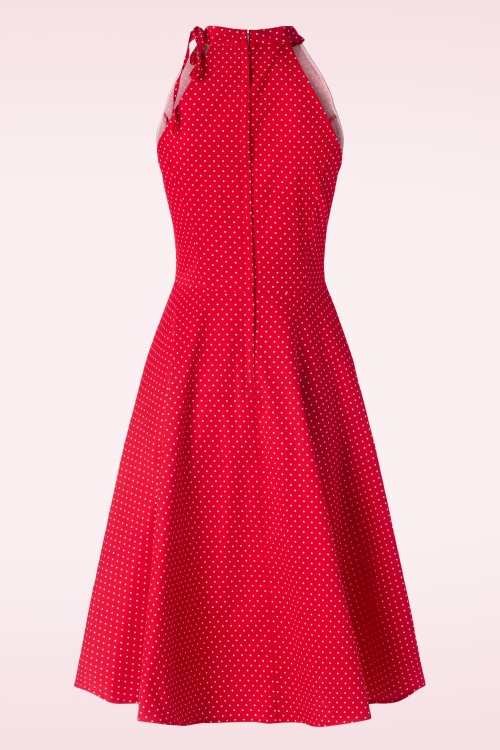 Banned Retro - Hattie Halter Spot swing jurk in rood 2