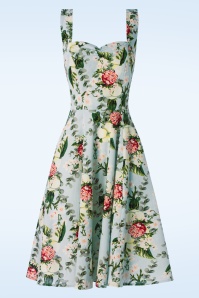 Topvintage Boutique Collection - Topvintage exclusive ~ Adriana Floral swing jurk in lichtblauw