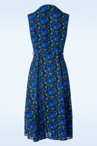 Banned Retro - Flower Power jurk in blauw 2