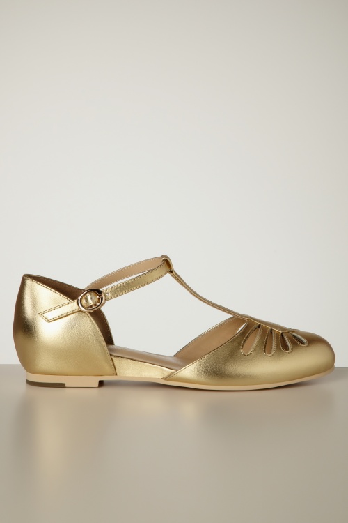 Charlie Stone - Singapore T-Strap ballerina flats in goud