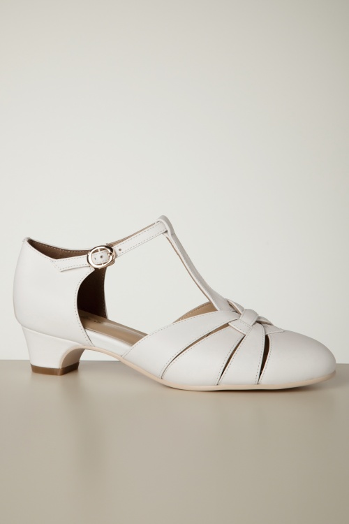 Charlie Stone - Petit Montpellier T-Strap Pumps in White 3