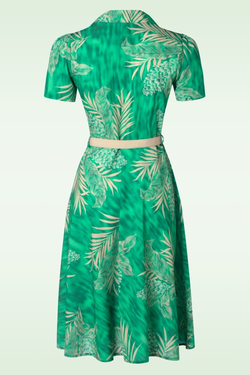 Rock N Romance - Charlene Palm Shirtwaister Dress in Emerald  2