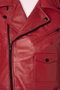Queen Kerosin - Marlon Leather Biker Jacket in Red 3