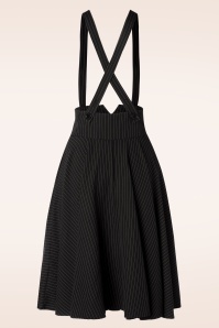 Vixen - Pinstripe Suspender swing rok in zwart 2
