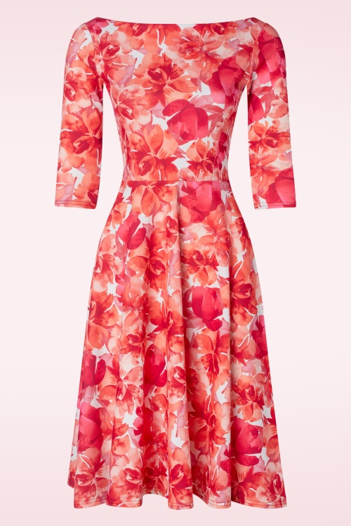 Vintage Chic for Topvintage - Nina Flower swing jurk in rood