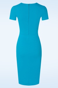 Vintage Chic for Topvintage - Rachel pencil jurk in aqua blauw 2