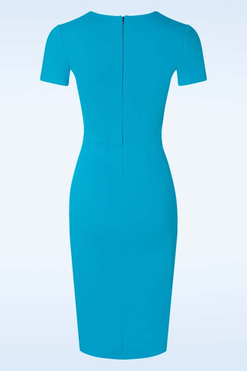 Vintage Chic for Topvintage - Rachel Pencil Dress in Aqua Blue 2