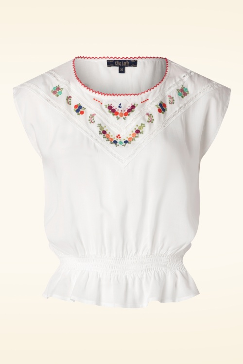 King Louie - Selly Citrine Embroidery top in crème  2