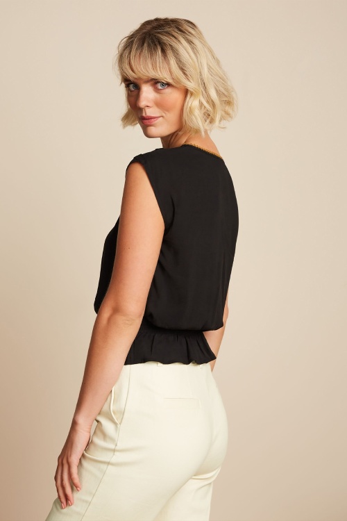 King Louie - Selly Citrine Embroidery Top in Black 3