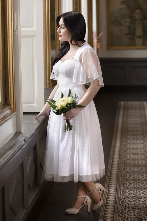 Topvintage Boutique Collection - Exklusiv von Topvintage ~ Holly Bridal Swing Kleid in Weiß 2