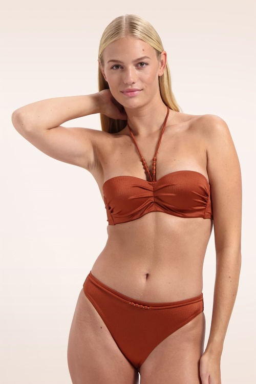 Cyell - Treasure padded bikini top in cederhout bruin