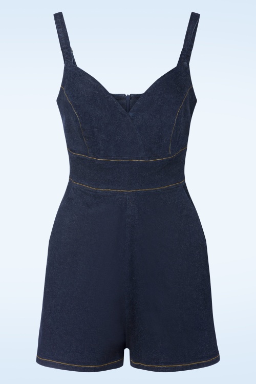 Rock-a-Booty - The Cindy Playsuit with Overskirt in Classic Denim 4