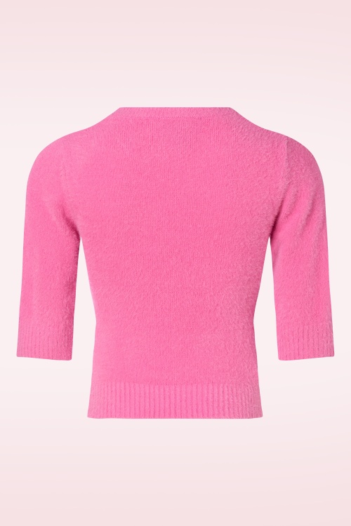 Collectif Clothing - Chrissie Fluffy Knitted Top in Pink 2
