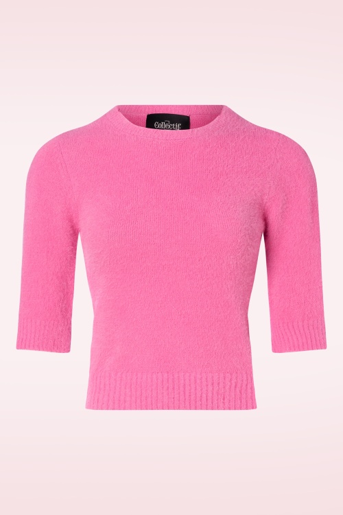 Collectif Clothing - Chrissie fluffy gebreide top in roze 