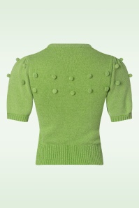 Collectif Clothing - Barbara Pom Pom Knitted Top in Green 2