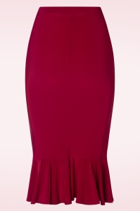 Vintage Chic for Topvintage - Gianna Ruffle pencil rok in rood 2