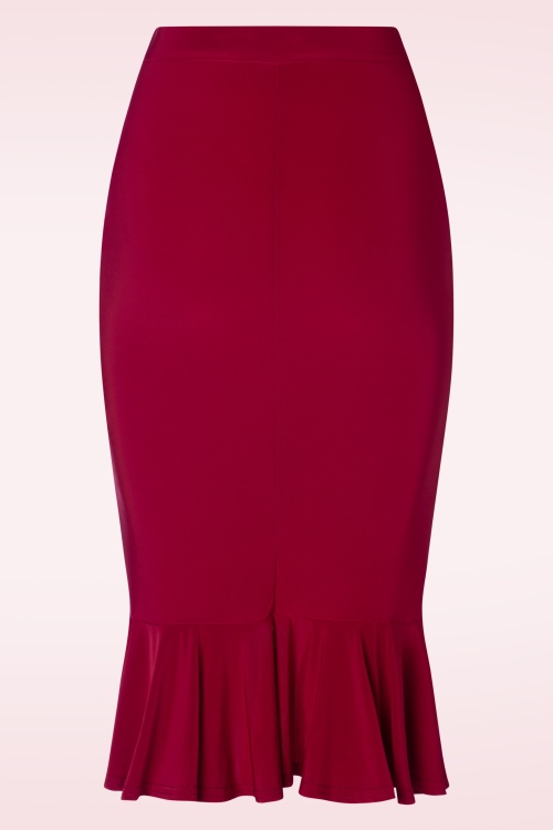 Vintage Chic for Topvintage - Gianna Ruffle pencil rok in rood 2