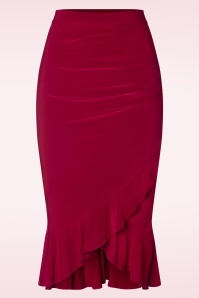 Vintage Chic for Topvintage - Gianna Ruffle pencil rok in rood