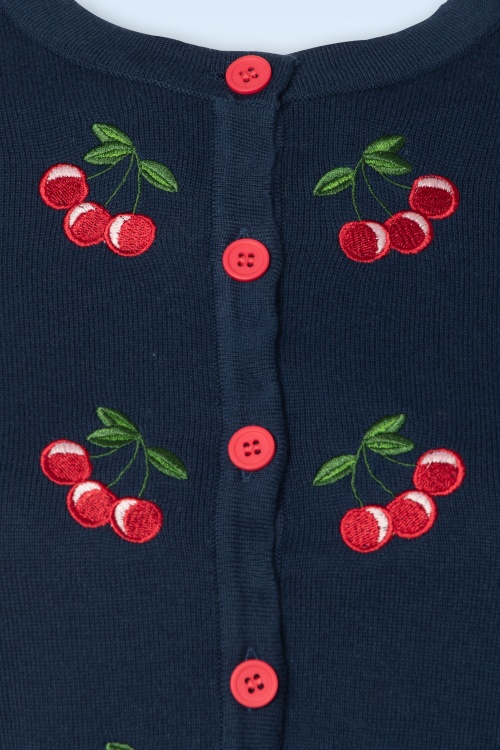Collectif Clothing - Jessie Cherries cardigan in marineblauw 3