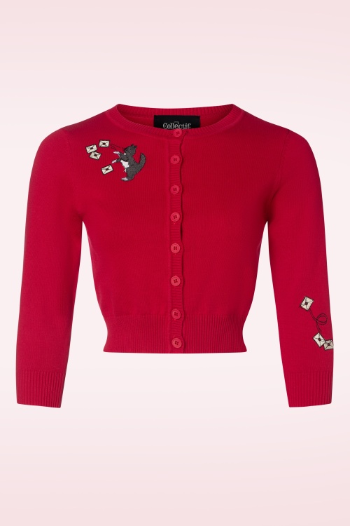 Collectif Clothing - Lucy Posty Cat Strickjacke in Rot