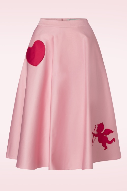 Collectif Clothing - Jupe corolle Cupid en rose clair