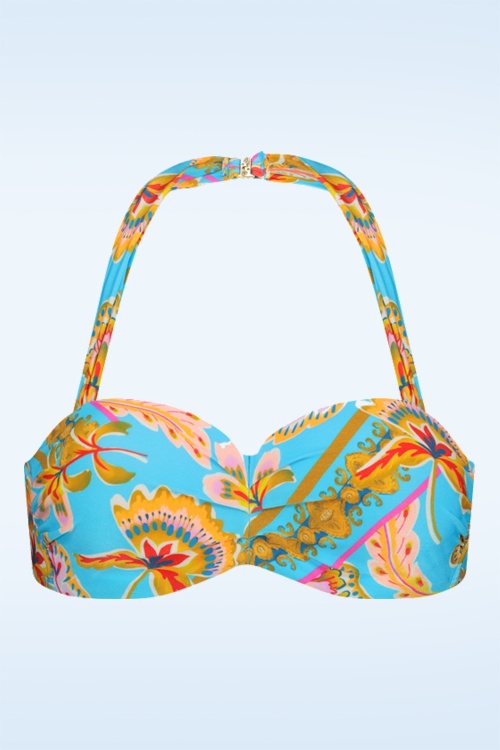 Cyell - Orient padded bikini top in blauw 5