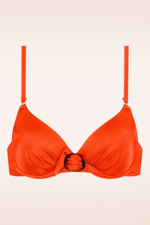 Cyell - Satin Padded Bikini Top in Orange 2