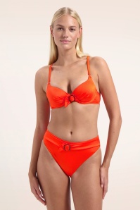 Cyell - Satin High Waist Bikini Briefs in Orange 2