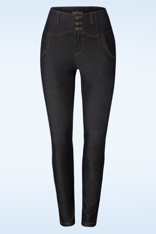Collectif Clothing - Rebel Katie denim jeans in zwart
