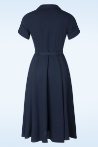 Collectif Clothing - Caterina swing jurk in marineblauw 2