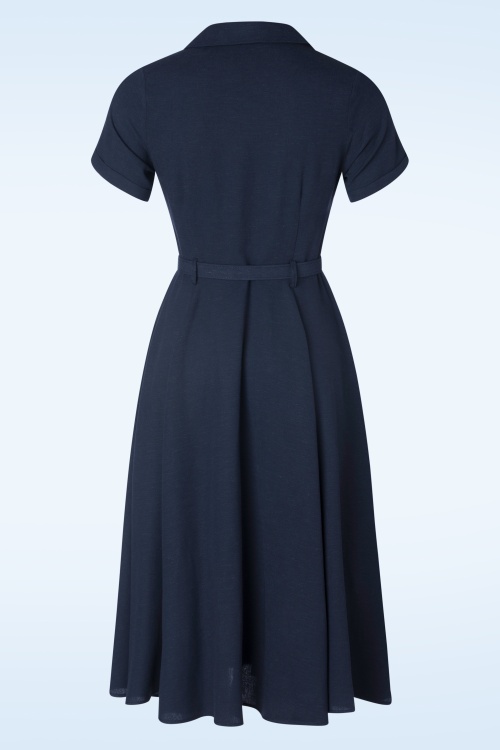 Collectif Clothing - Caterina swing jurk in marineblauw 2