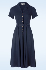Collectif Clothing - Caterina Swing Dress in Navy
